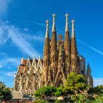 Nativity facade of Sagrada Familia cathedral in Barcelona